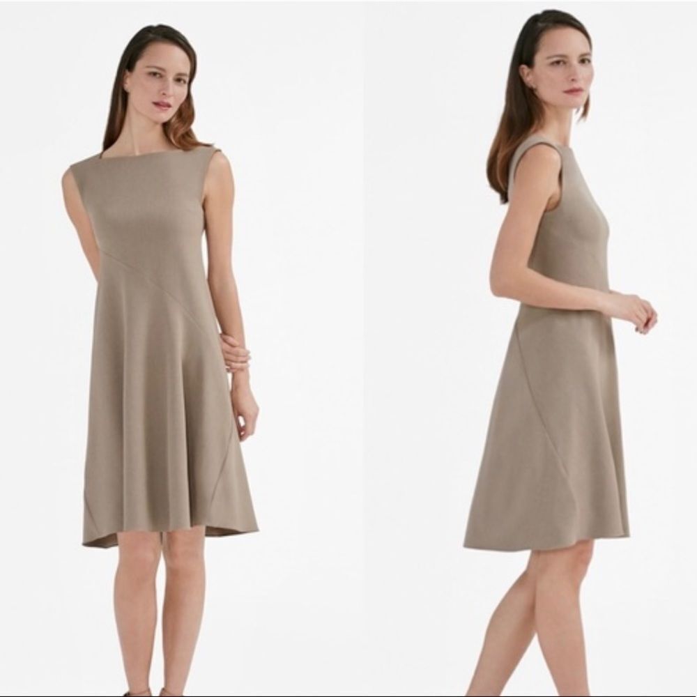 M.M. Lafleur The Pauline Dress A Line Stretch in Taupe Beige Size 2
